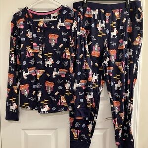 Cuddl Duds Travel & Dog Themed Matching Pajamas Set, Women’s Large, NWT